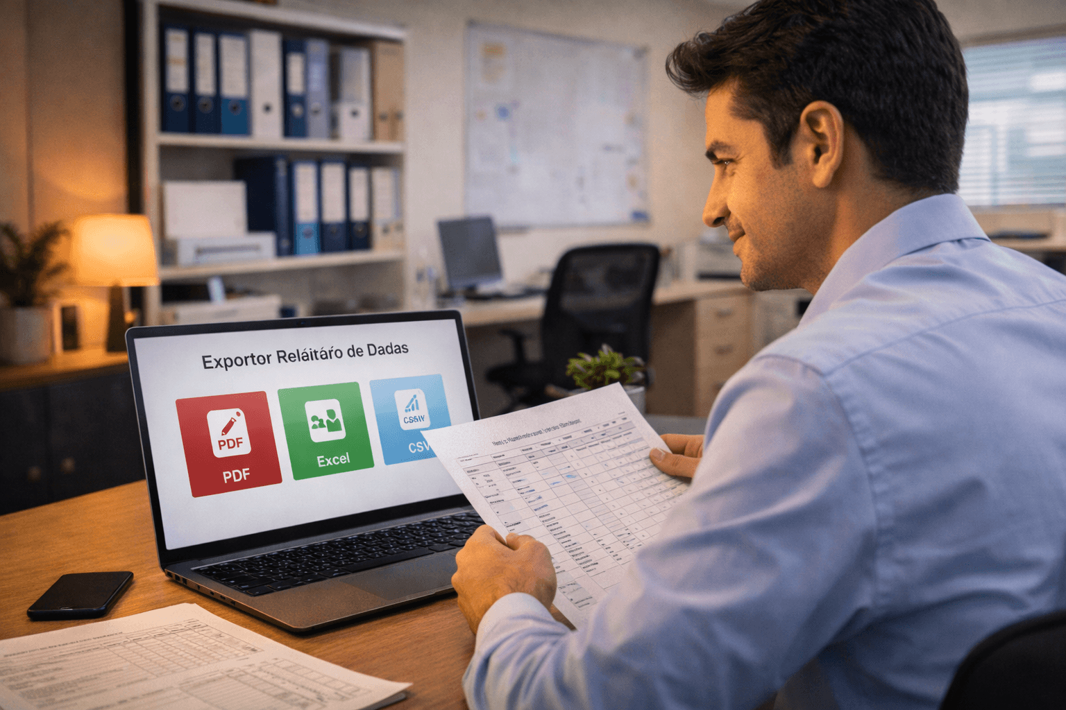 Relatórios e exportações de ponto